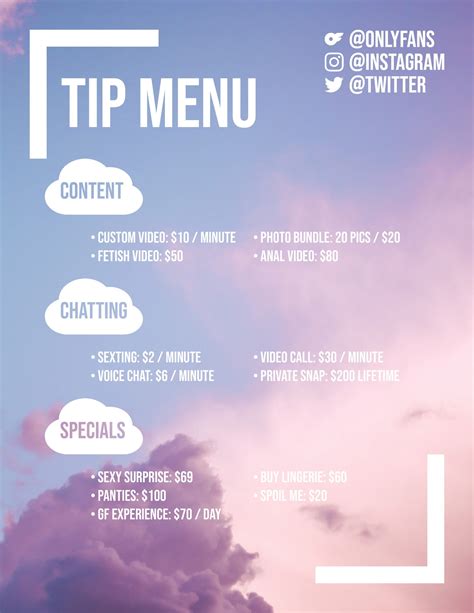 tip menu ideas|OnlyFans Menu: How To Set It Up, Tips and Ideas